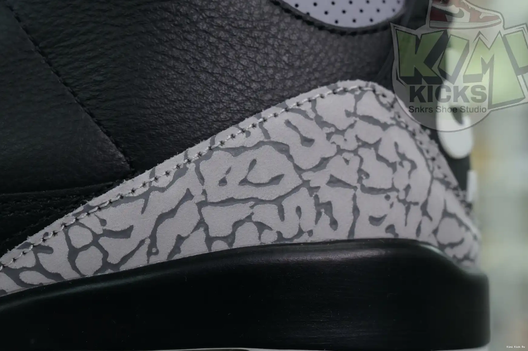 Kimikick Jordan Air Reimagined” 3“Black Cement 0822
